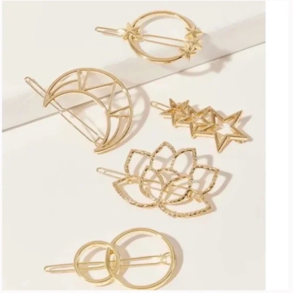 FREE Lotus Floral Star Moon Hipster Hippie Art Deco Farm Hip Boho Hair Clips Set